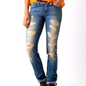 Flying Monkey Deconstructed Low Rise Straight Stretch Jean Sz 25